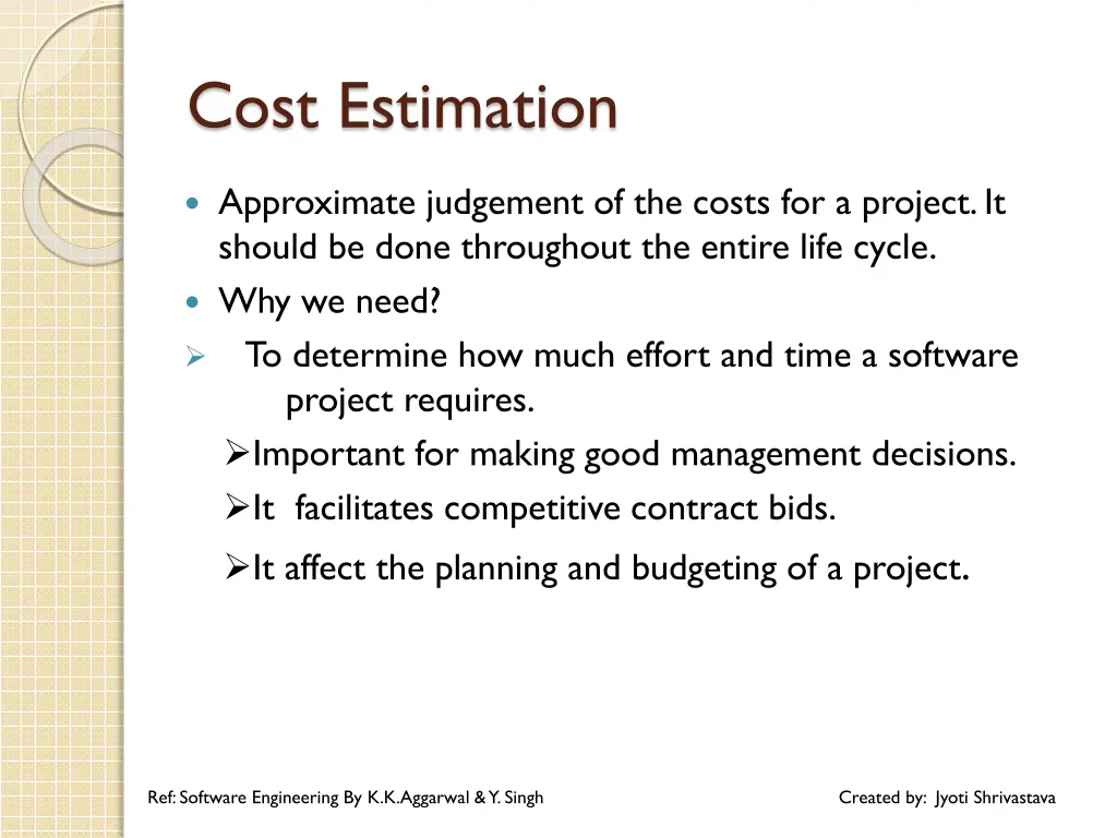 cost estimation