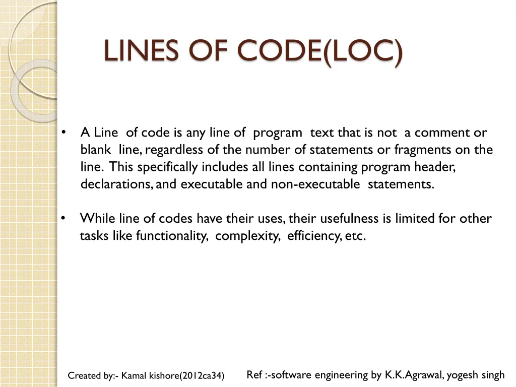 lines of code loc