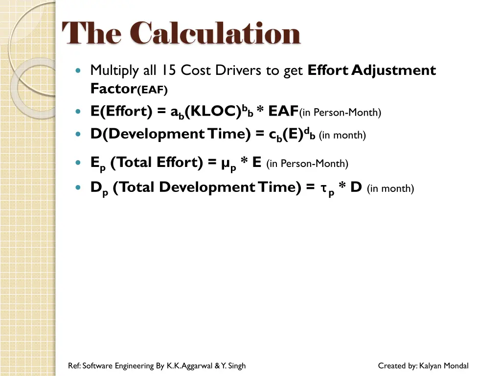 the calculation 1