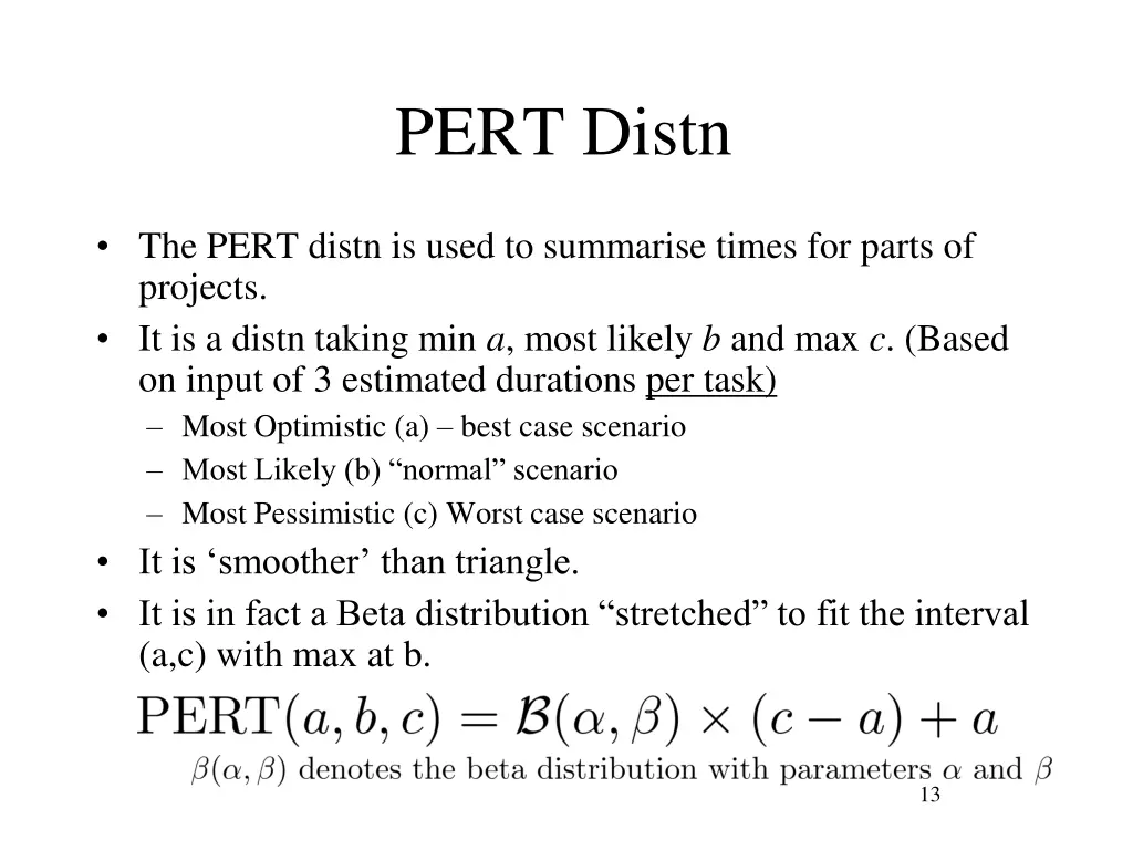 pert distn