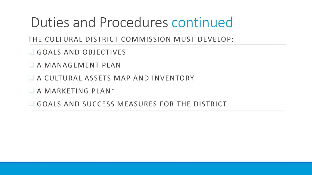 duties and procedures continued