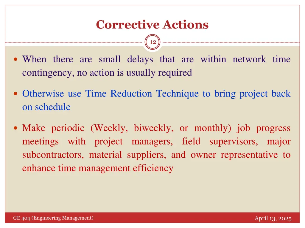 corrective actions