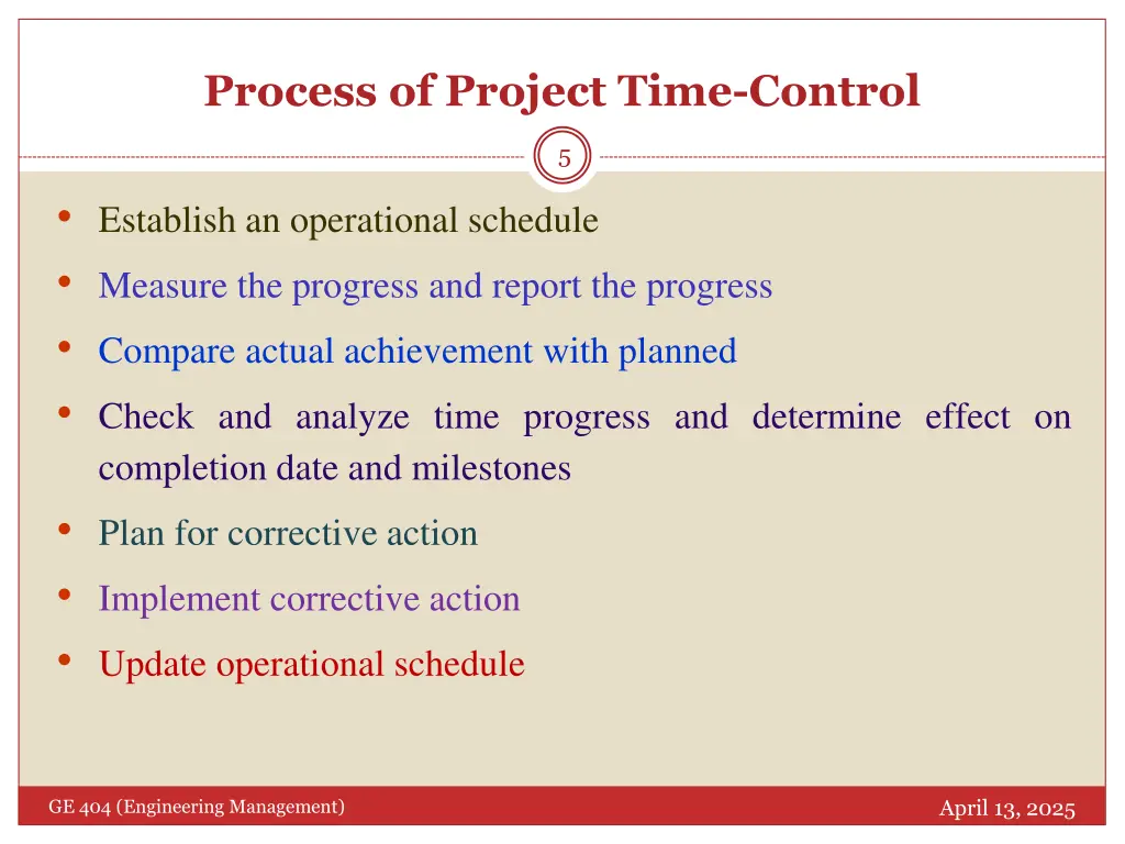 process of project time control