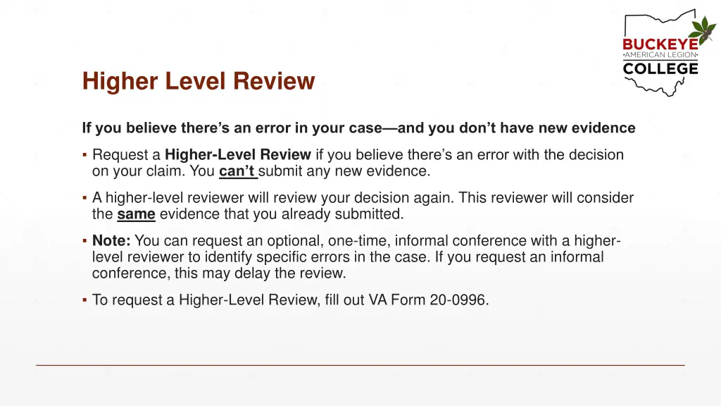 higher level review