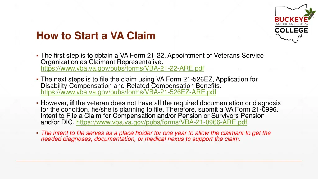how to start a va claim