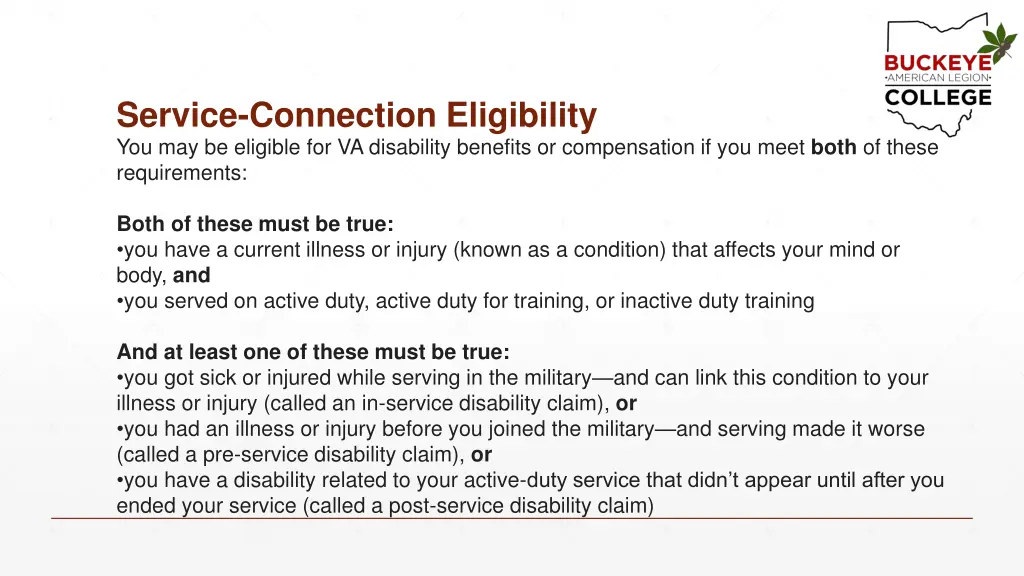 service connection eligibility