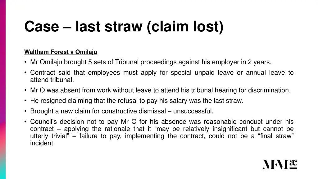 case last straw claim lost