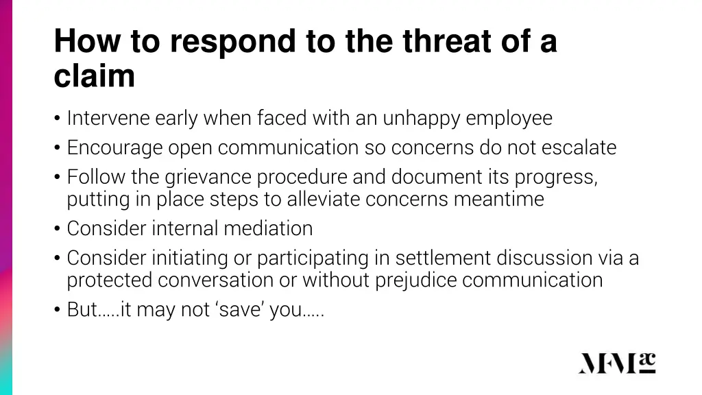 how to respond to the threat of a claim intervene