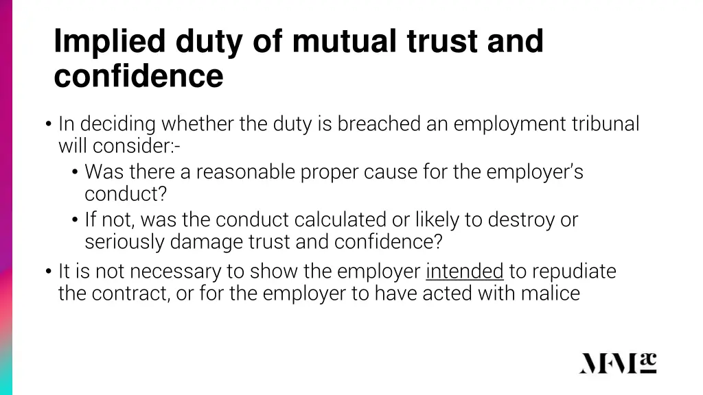 implied duty of mutual trust and confidence 1
