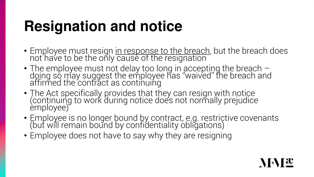 resignation and notice