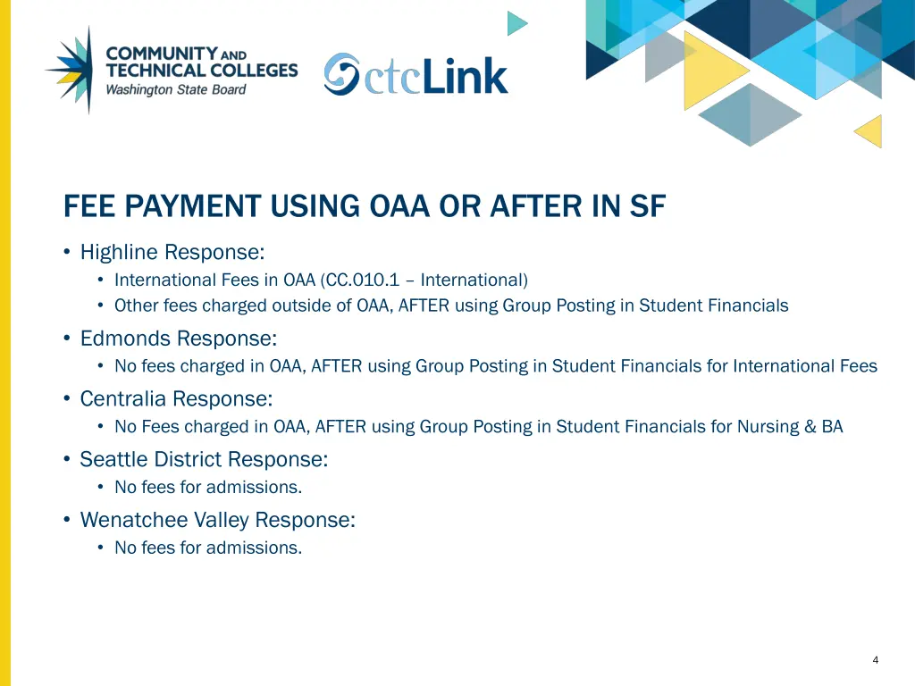 fee payment using oaa or after in sf