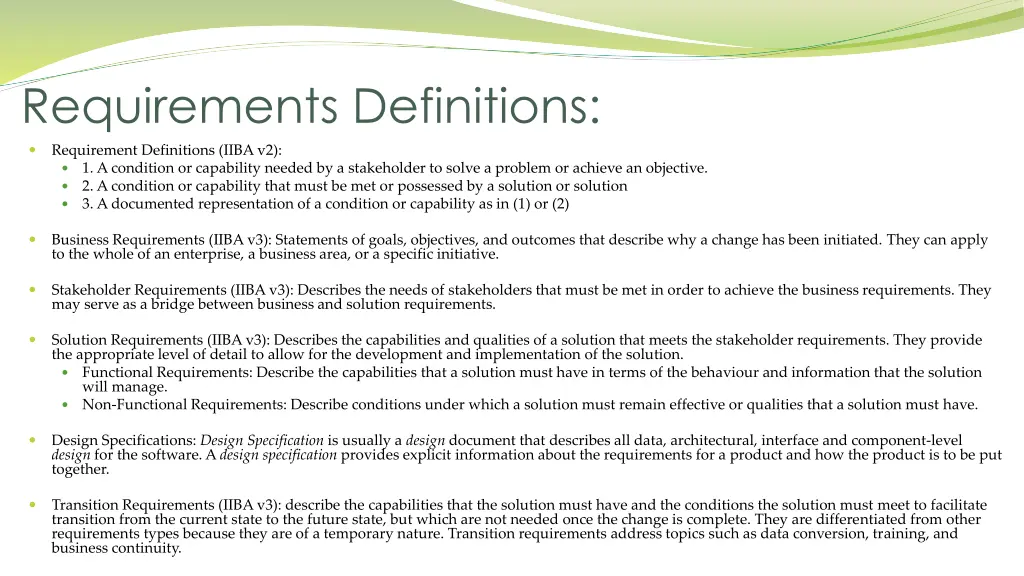 requirements definitions