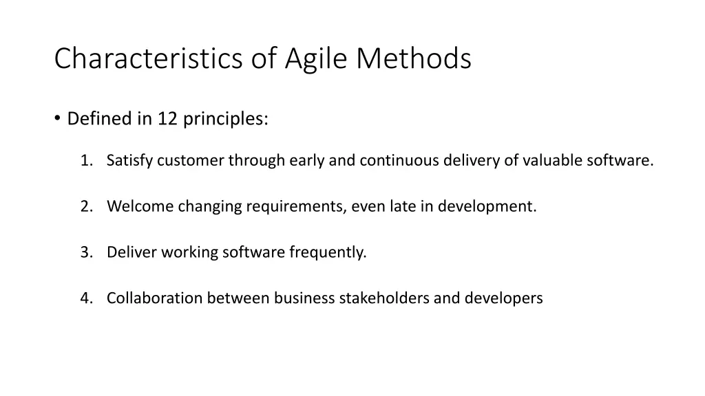 characteristics of agile methods