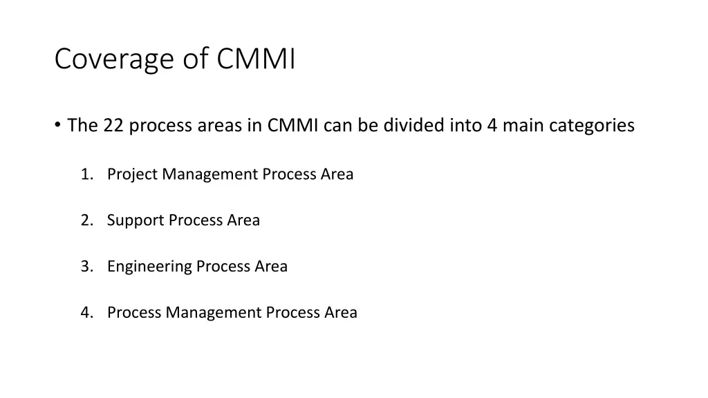 coverage of cmmi