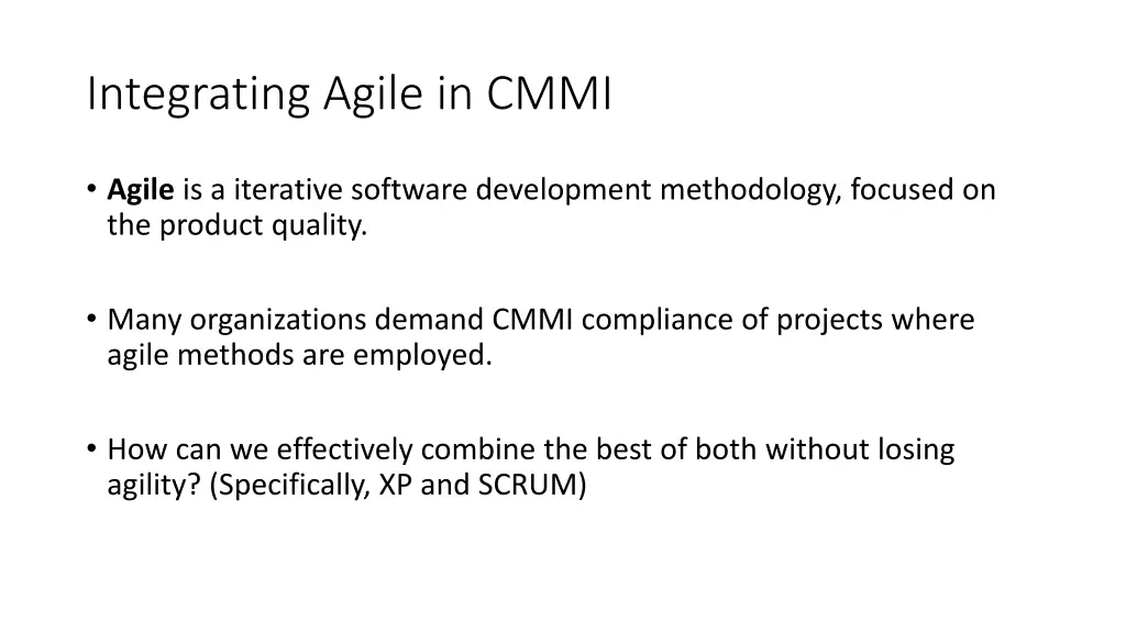integrating agile in cmmi
