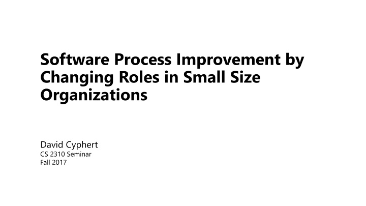 software process improvement by changing roles