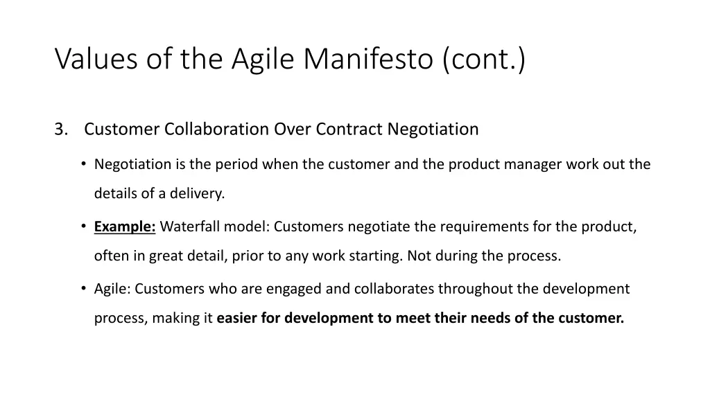 values of the agile manifesto cont 1