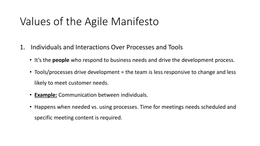 values of the agile manifesto