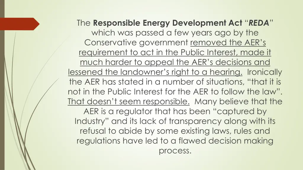 the responsible energy development act reda which