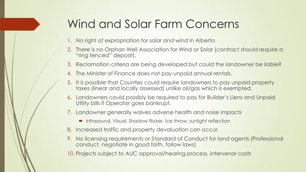 wind and solar farm concerns