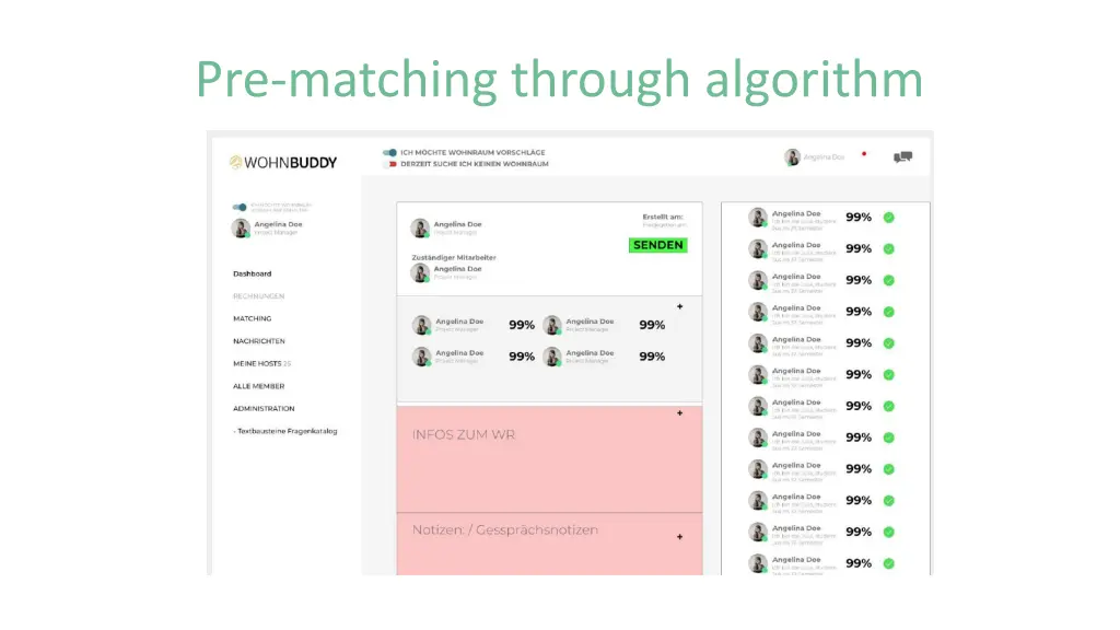 pre matching through algorithm