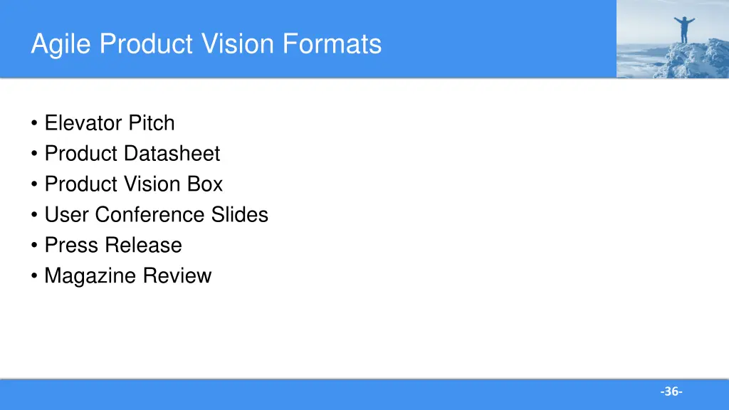agile product vision formats