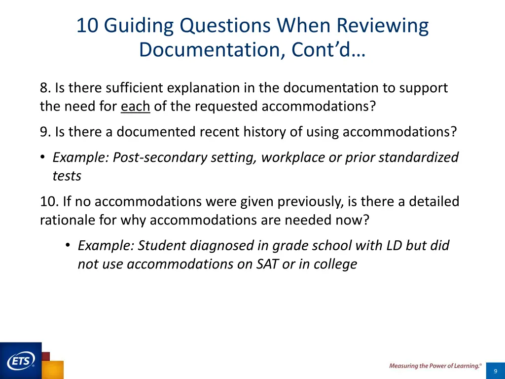 10 guiding questions when reviewing documentation 2