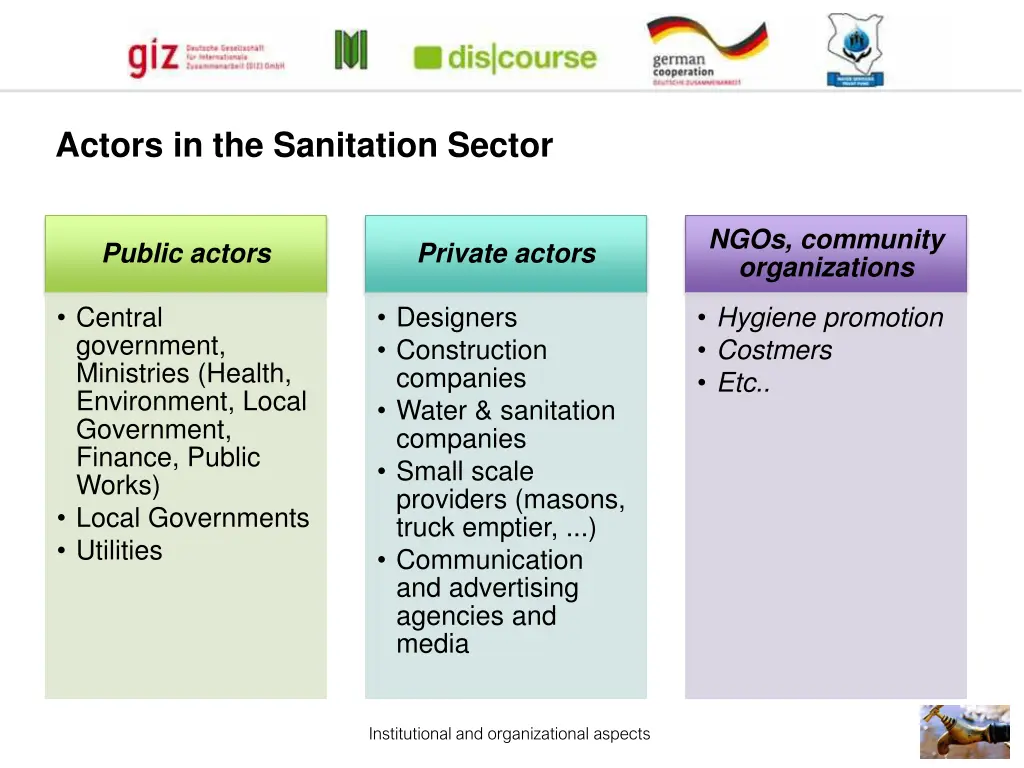 actors in the sanitation sector