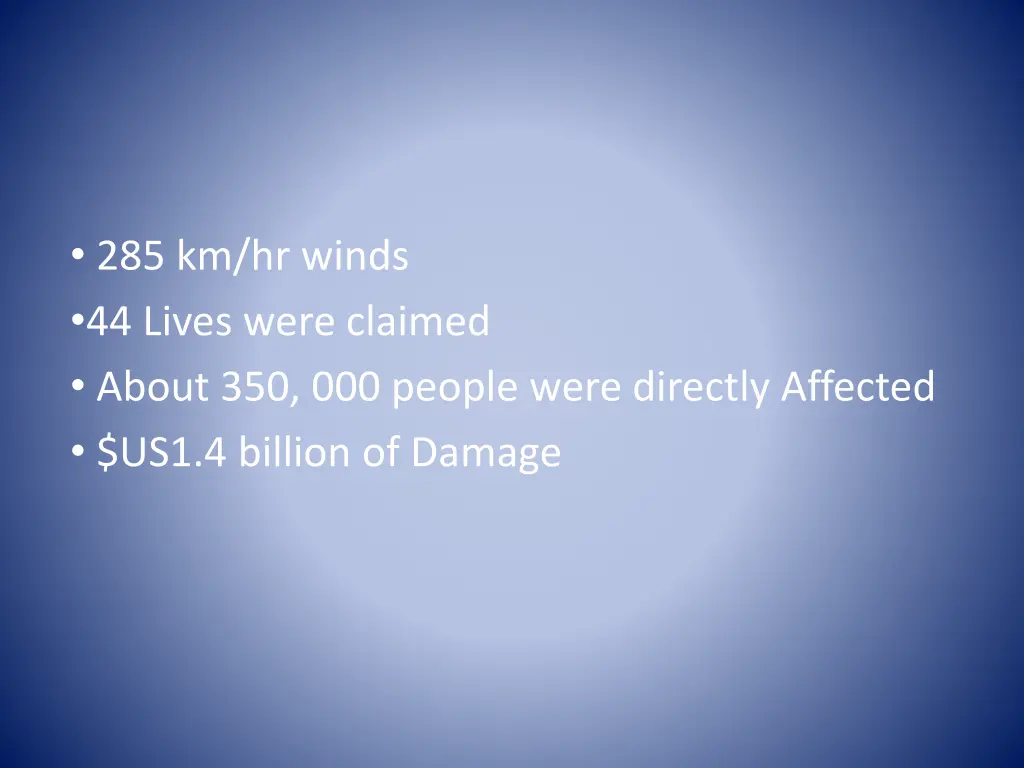 285 km hr winds 44 lives were claimed about