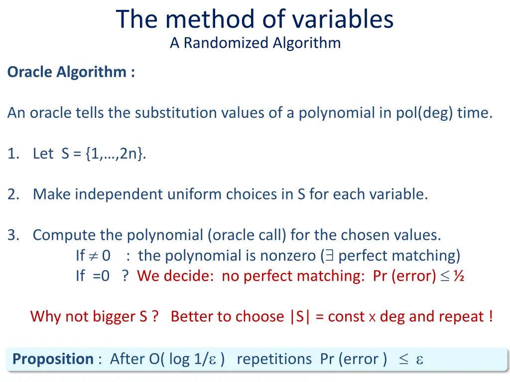 the method of variables a randomized algorithm