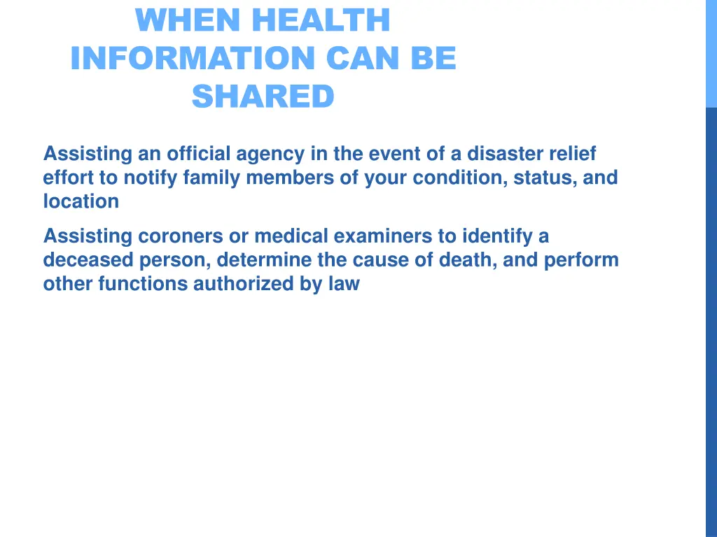 when health information can be shared 1