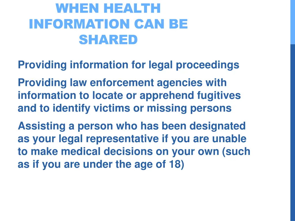 when health information can be shared