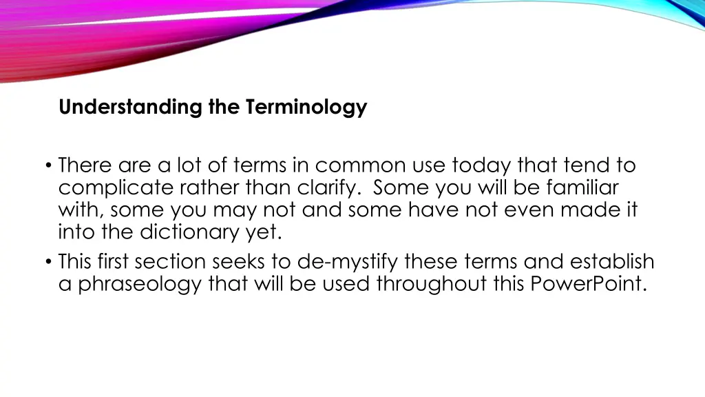 understanding the terminology