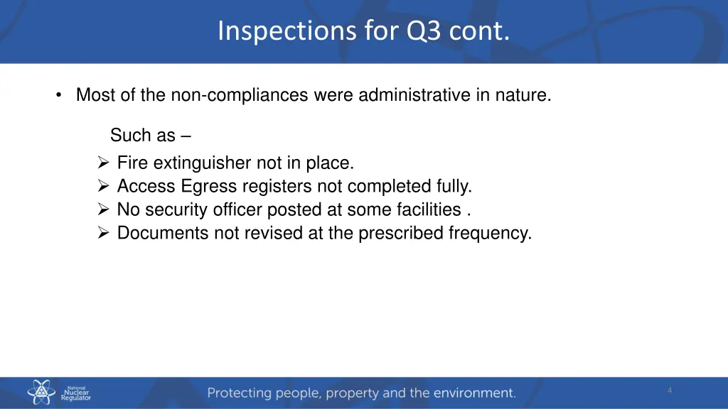 inspections for q3 cont