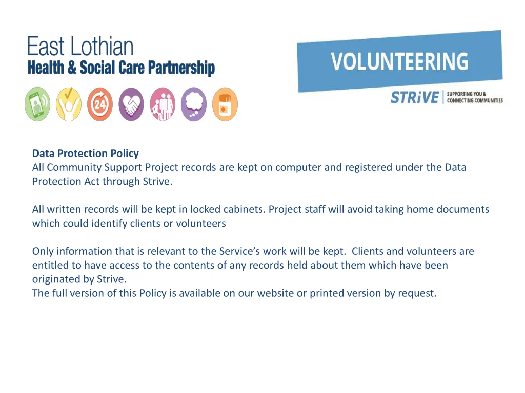 data protection policy all community support
