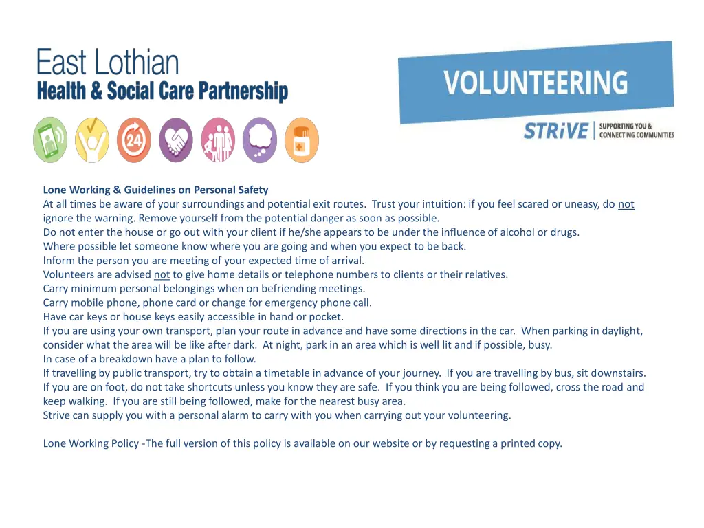 lone working guidelines on personal safety