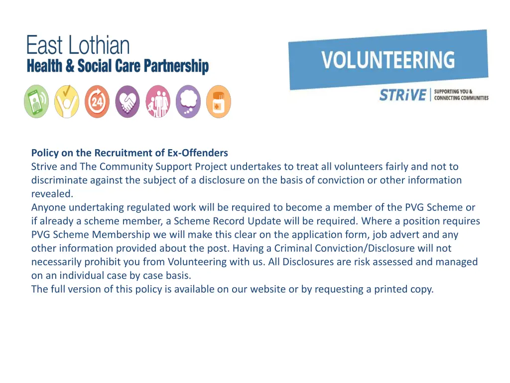 policy on the recruitment of ex offenders strive