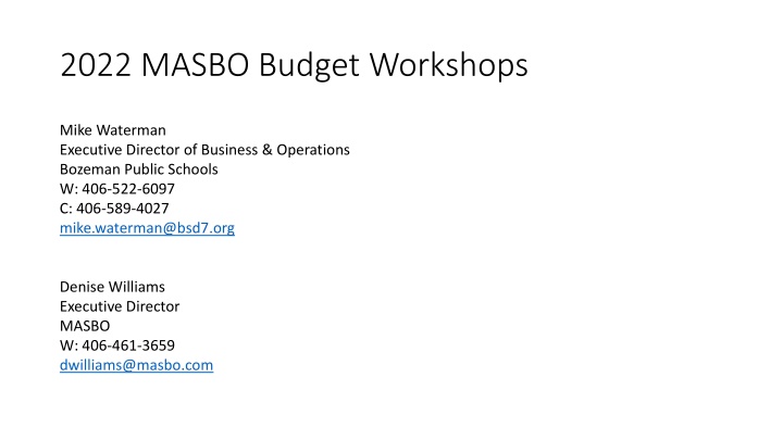 2022 masbo budget workshops