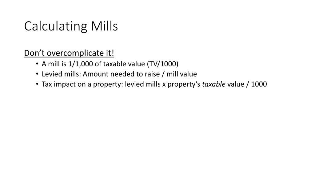 calculating mills