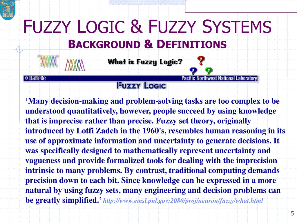 f uzzy l ogic f uzzy s ystems b ackground 1
