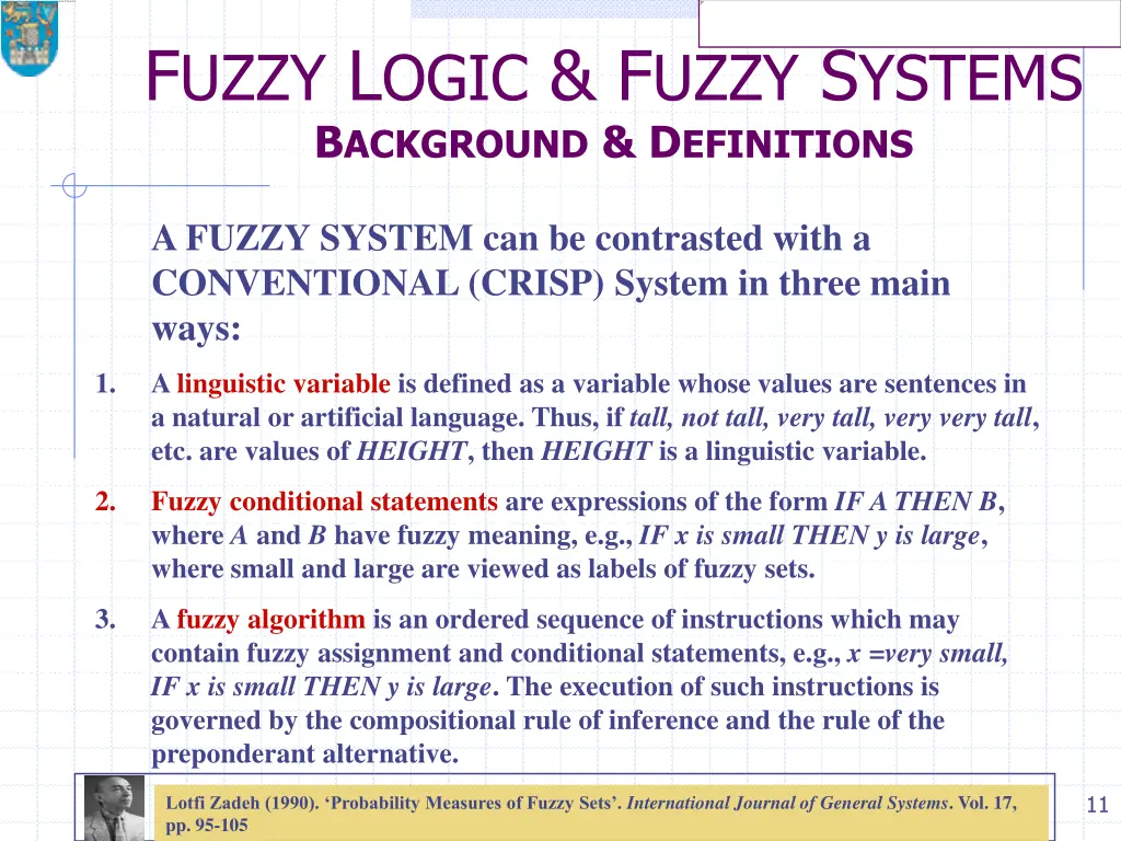 f uzzy l ogic f uzzy s ystems b ackground 7