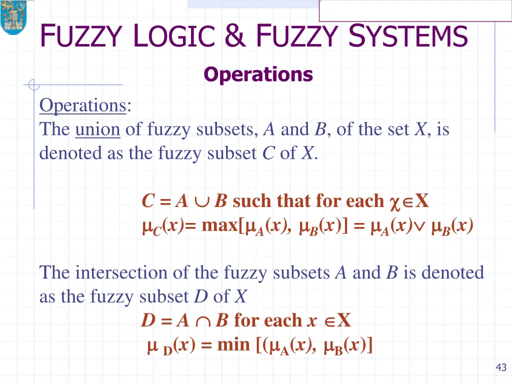 f uzzy l ogic f uzzy s ystems operations