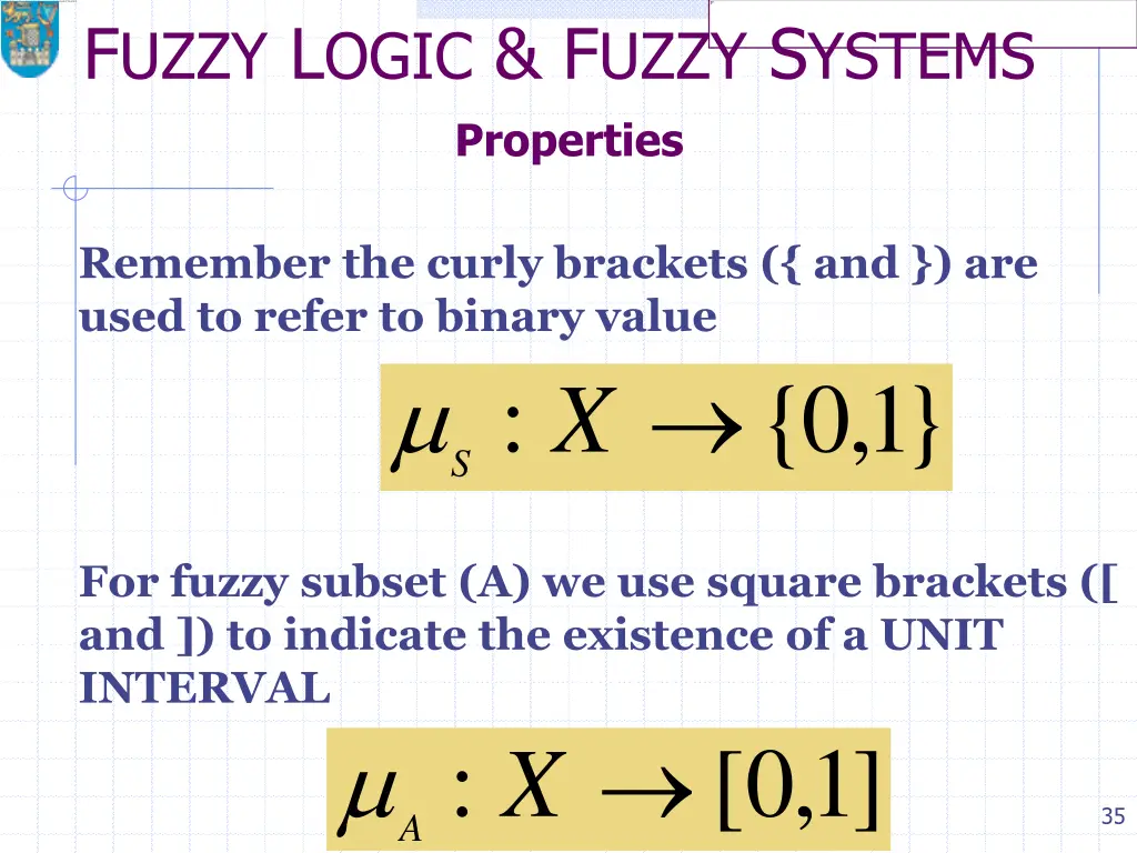 f uzzy l ogic f uzzy s ystems properties 1