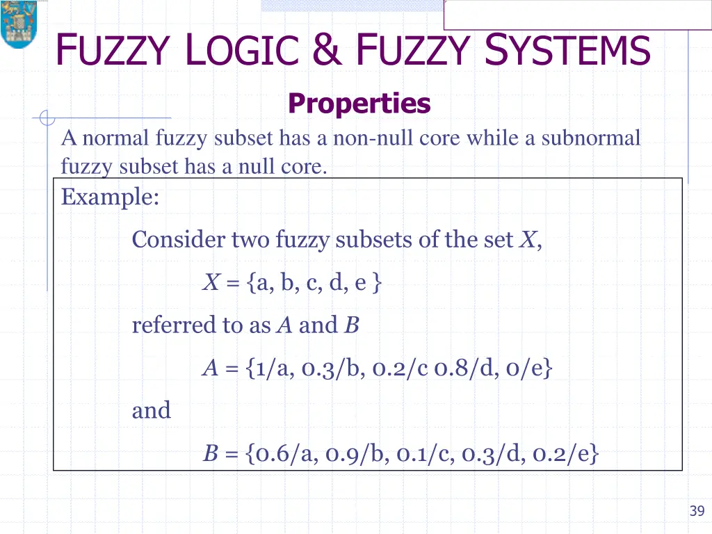 f uzzy l ogic f uzzy s ystems properties a normal
