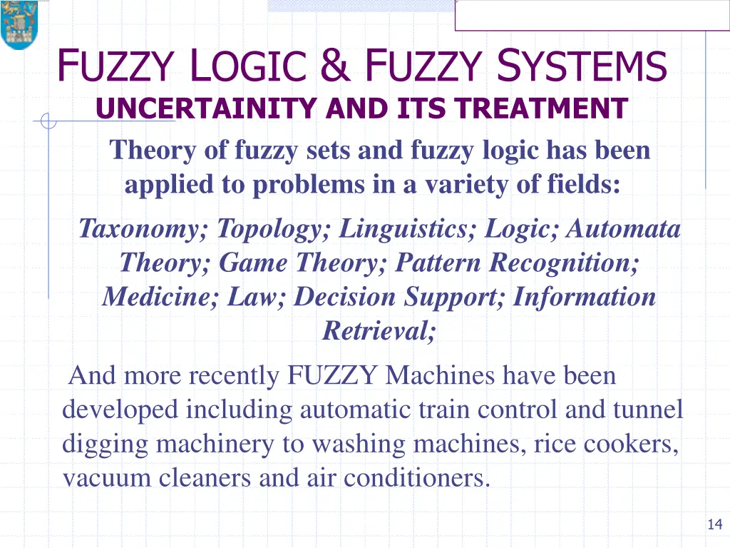 f uzzy l ogic f uzzy s ystems uncertainity