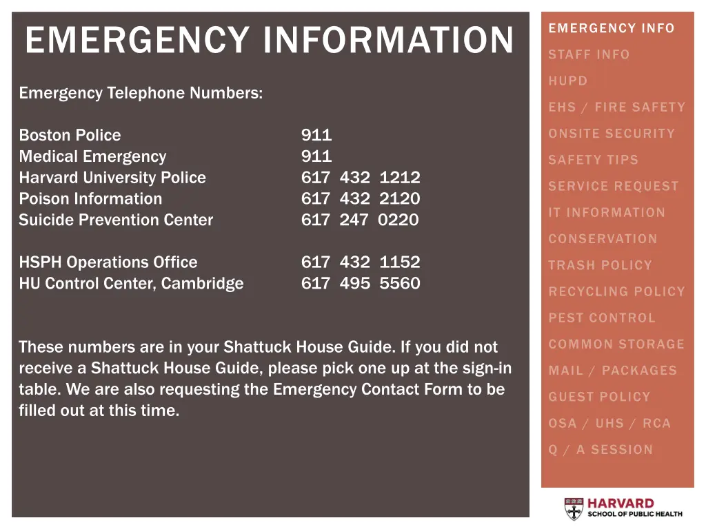 emergency information