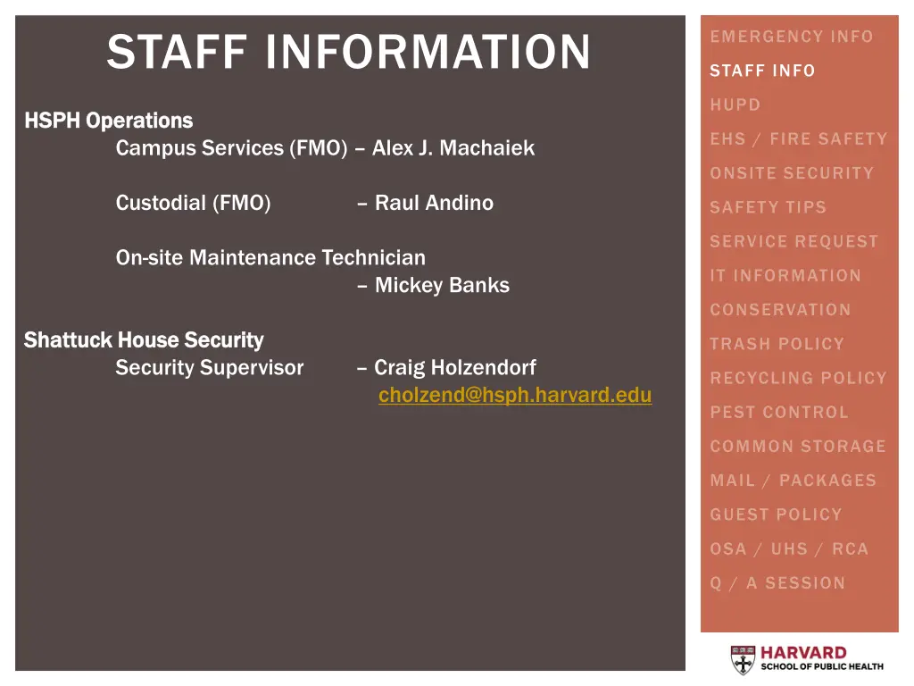 staff information