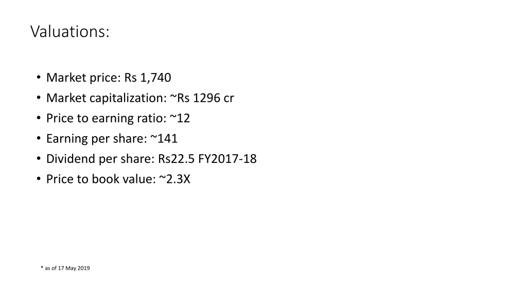 valuations