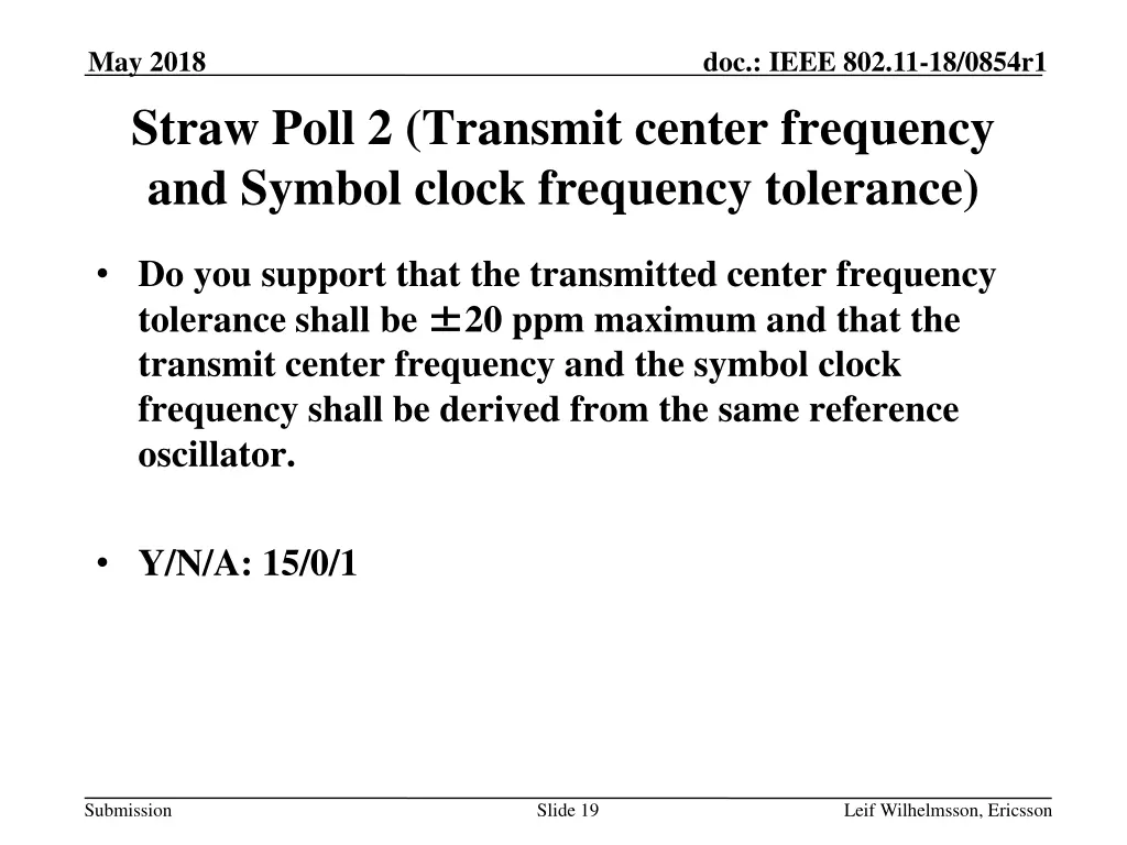 may 2018 straw poll 2 transmit center frequency