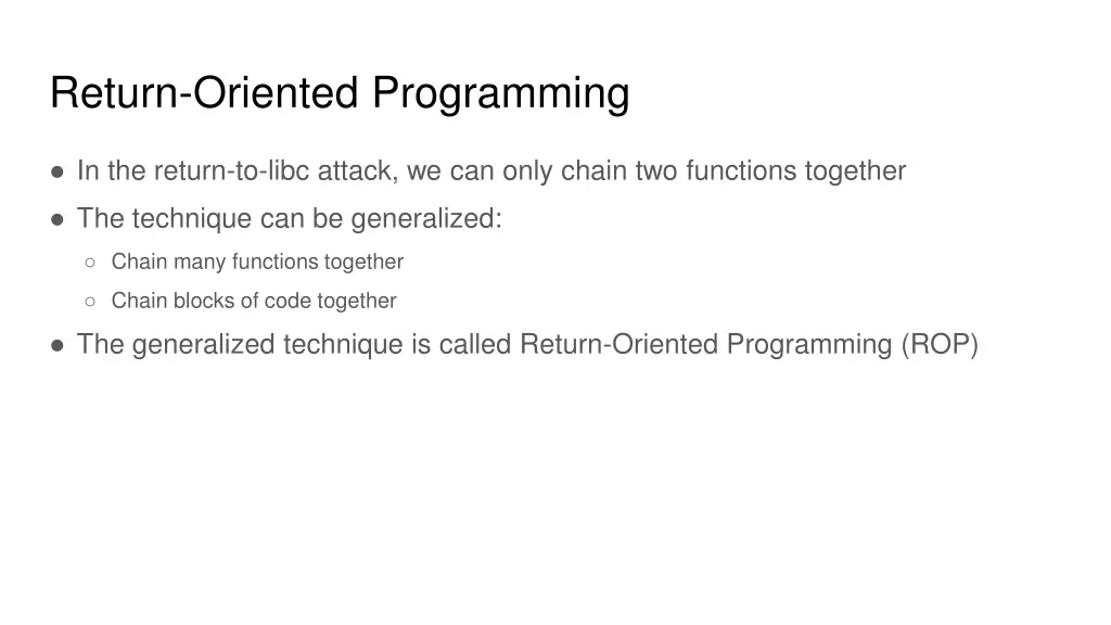 return oriented programming